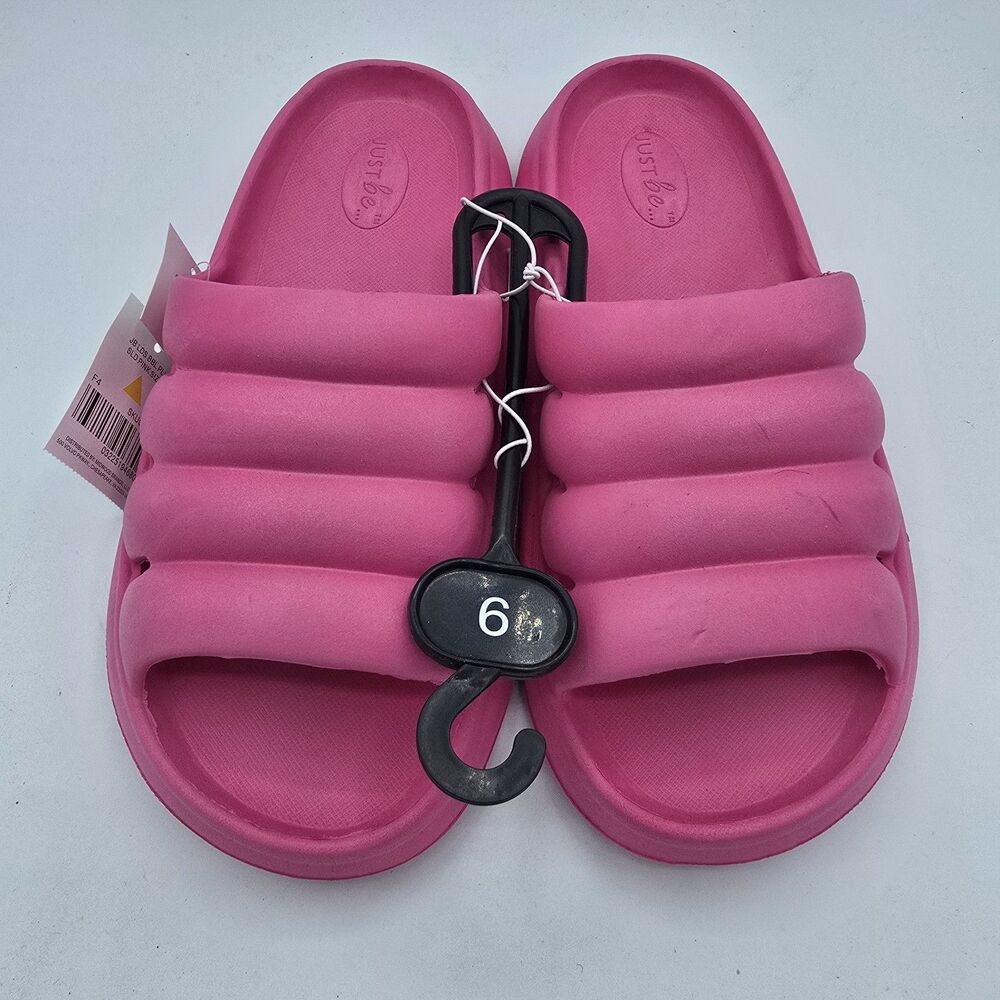 New With Tags Women's US 9 Just Be Neon Pink Lightweight SlipOn Slides Sandal